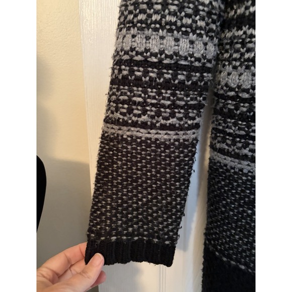 Ann Taylor LOFT Womens Small Black Gray Long Cardigan Open Front Sweater - Picture 2 of 9